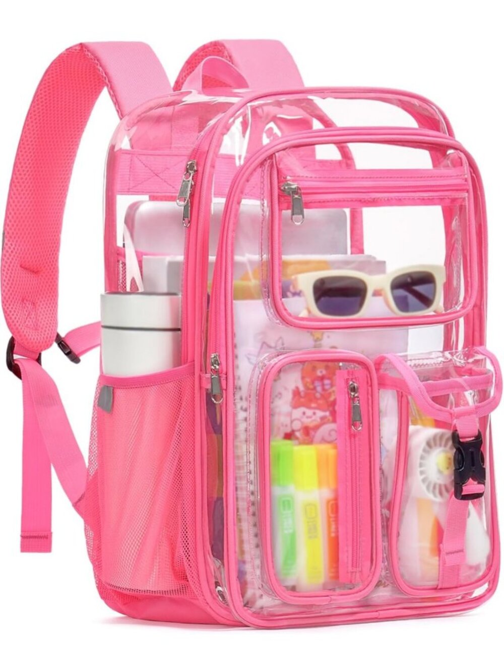 Heavy Duty Clear Backpack for School, 17" Double-Layer Bookbag, Durable